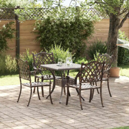 Garden Table Set 5 Pcs Bronze Cast Aluminium Vidaxl