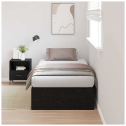 Storage Bed Frame Black Oak Engineered Wood 90x200 Cm Low Lift-up