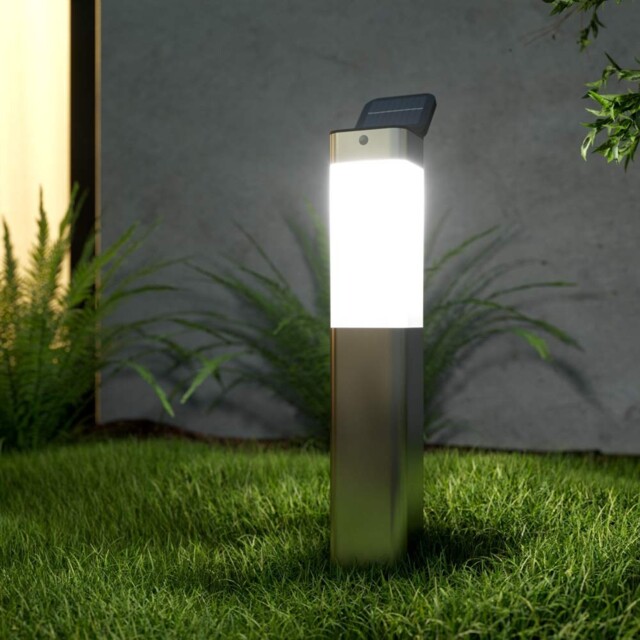 Kodiak Solar Pir Post Light - Stainless Steel, Motion Sensor, Motion
