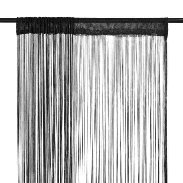 String Curtains 2 Pcs 140x250 Cm Black Vidaxl