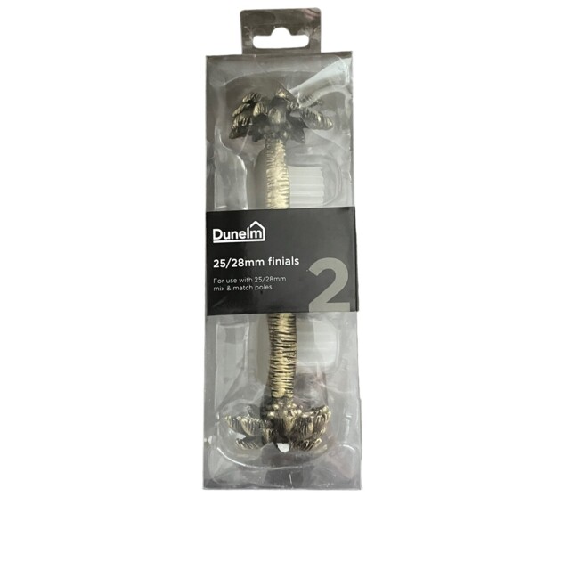 Dunelm Palm Tree Finials - Pair - Antique Brass - 25 / 28 Mm