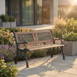 Garden Bench Twin Cross 3 Seater Wooden Outdoor Patio Park Seating