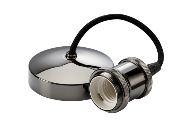 "Knightsbridge 6"" E27 Vintage Retro Pendant Set Black Nickel Antique"