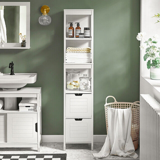 Sobuy Tall Bathroom Storage Cabinet With 3 Shelves And 2