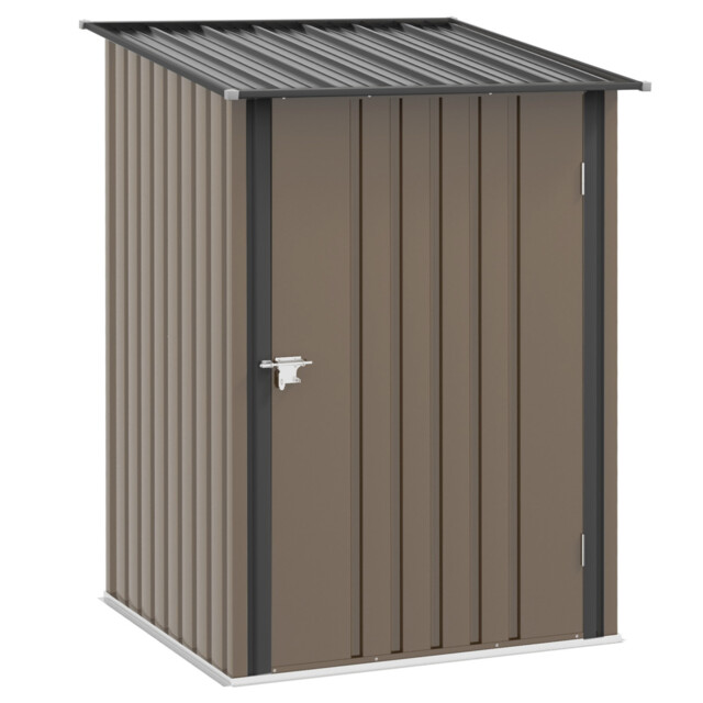 Garden Storage Shed Brown Steel 100x103x160cm Leanto Outdoor Lockable