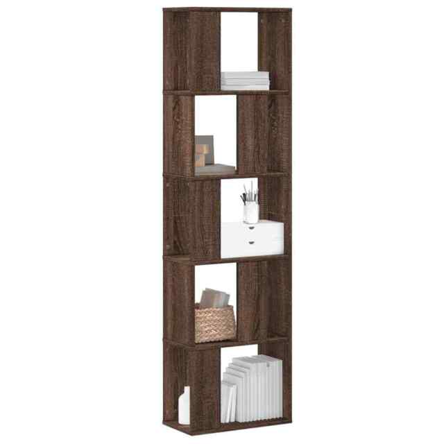 Bookcase 5-tier Brown Oak 45x23.5x162.5 Cm Engineered Wood Vidaxl