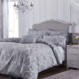 Catherine Lansfield Damask Jacquard Embellished Duvet Cover Set,