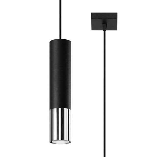 Hanging Lamp Loopez 1 Steel Black/chrome Gu10 Led Sollux Lighting Any
