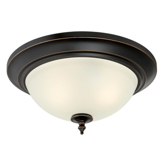 Harwell Indoor Flush Mount Ceiling Light Amber Bronze Finish Frosted