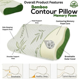 Contoor Pillows Bamboo Memory Foam Anti Snore Orthopaedic Head Neck