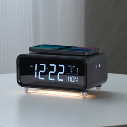 Goodmans Alarm Clock Radio With Qi Wireless Charger & Nightlight