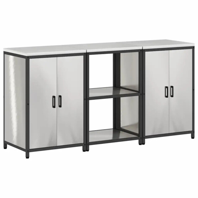 Kitchen Storage Set With Shelf With Storage Hattem 3 Pcs Steel Cabinet