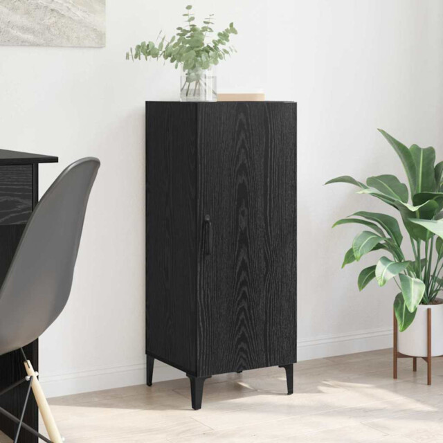 Sideboard Black Oak Engineered Wood 34.5 X 34 X 90 Cm Modern Storage