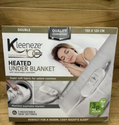 Kleeneze Double Electric Heated Under Blanket - White Machine Washable