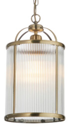 Ceiling Light Brass Lambeth Antique Clear Ribbed Glass Endon 106710