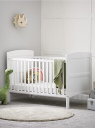 Grace Cot Bed White - Safe Nursery Crib To Junior Bed, 78x144 Cm