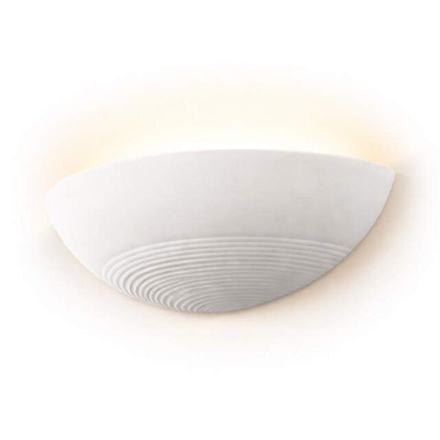 Ceramic Wall Uplighter Light Ribbed Paintable Natural E14 Indoor Wall