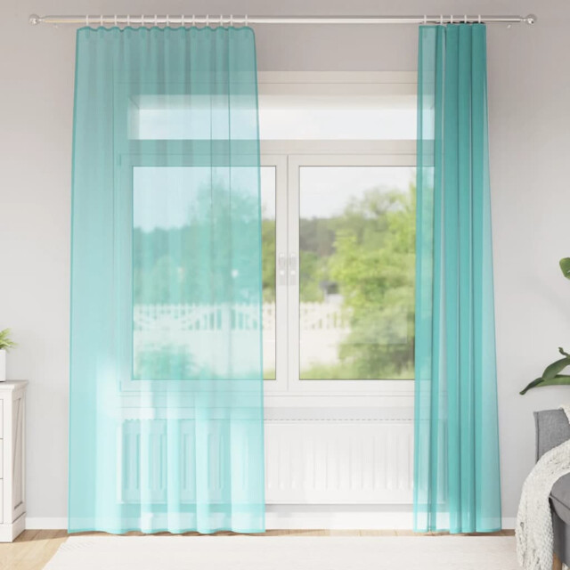 Voile Curtains With Loops 2 Pcs Turquoise 140x225 Cm Vidaxl
