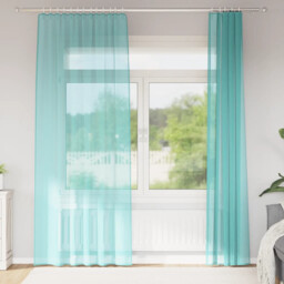 Voile Curtains With Loops 2 Pcs Turquoise 140x225 Cm Vidaxl