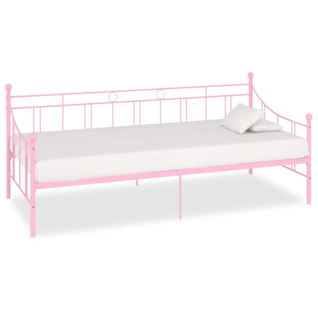 284671 Daybed Frame Without Mattress Pink Metal 90x200 Cm Vidaxl
