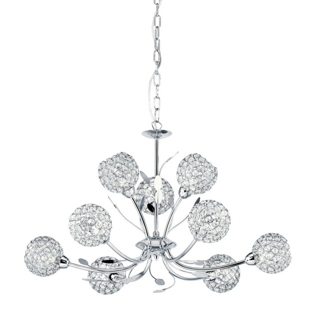 9 Lights Chrome Finish Body Ceiling Fitting Pendant Light With Clear