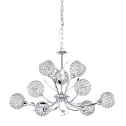 9 Lights Chrome Finish Body Ceiling Fitting Pendant Light With Clear