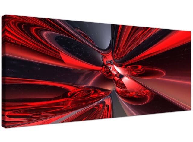 Red Modern Canvas Wall Art Of Panoramic Contemporary Abstract 1006