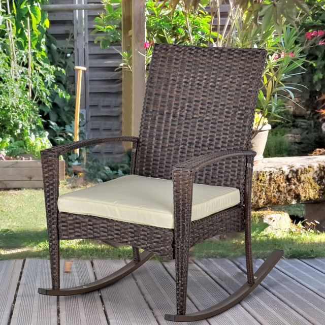 Rattan Rocking Chair Rocker Garden Furniture Seater Patio Bistro