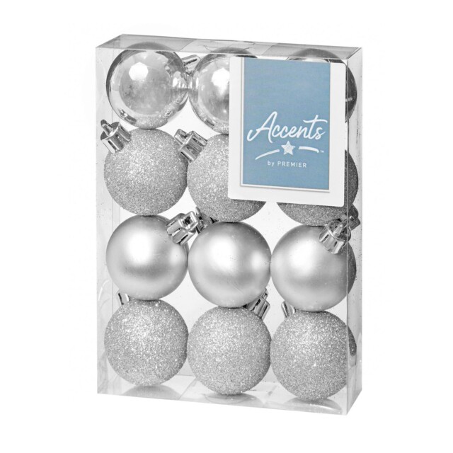 Christmas Shatterproof Tree Decorations Silver - Choose Design