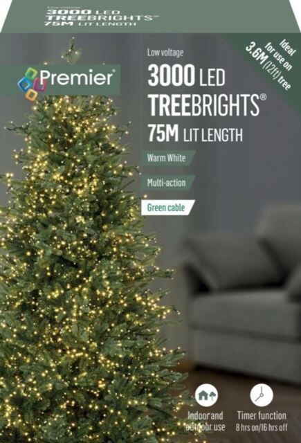 Premier - 3000 Led Multi Action Treebrights With Timer - White/green