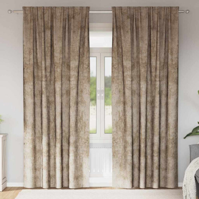 Curtains Champagne Velvet 140x260 Cm Room Darkening Thermal Luxury