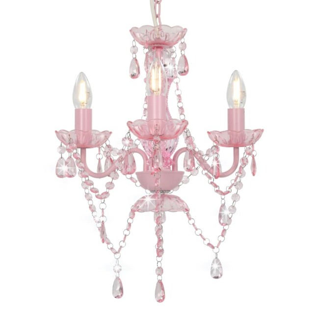 Chandelier With Beads Round 3xe14 Pendant Living Room Multi Colours