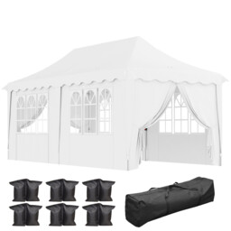 Outsunny 3 X 6m Pop Up Gazebo With Sides And Carry Bag, Upf50+, White