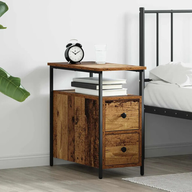 Bedside Cabinet 2 Pcs Old Wood 30 X 60 X 60 Cm Engineered Wood Vidaxl