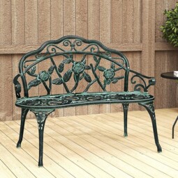Garden Bench Metal 2 Seater Steel Patio Loveseat Outdoor Green