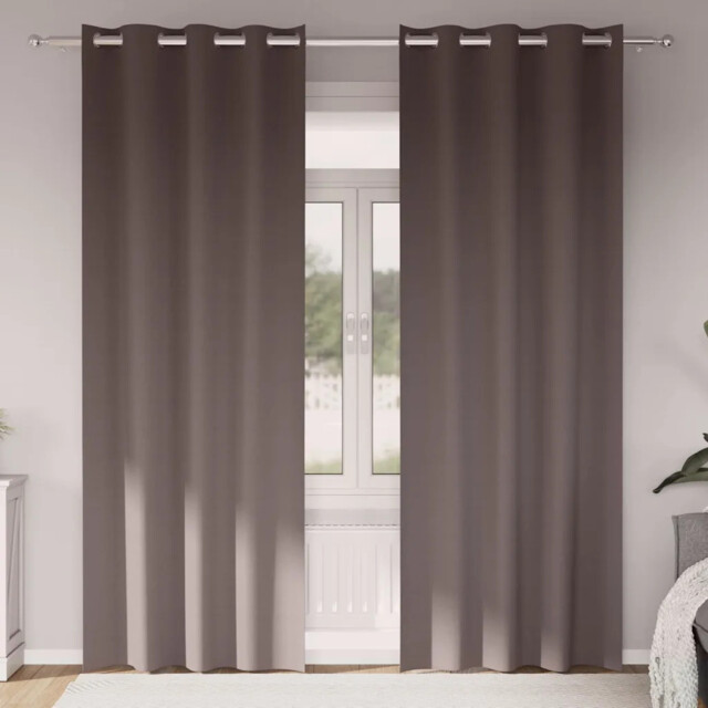 Curtains With Curtains 2 Pcs Dark Brown Polyester Vidaxl