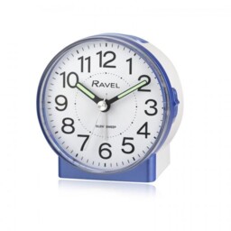 Alarm Clock Round Mid Sized Bedside Quartz Bedroom Use Blue