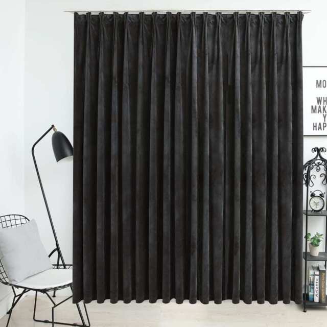 Blackout Curtain With Hooks Velvet Anthracite 290x245 Cm Vidaxl
