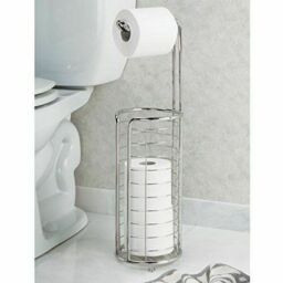 Free Standing Toilet Roll Holder With Extra Rolls Storage Shiny Chrome