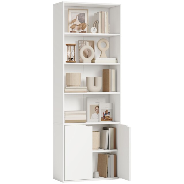 Homcom 2 Door 4 Shelves Bookcase Wooden Storage Cabinet Display Unit