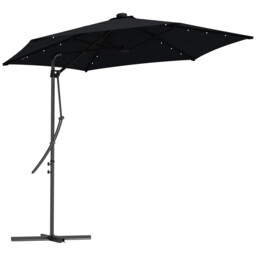Cantilever Patio Parasol Black 290x260cm Steel Polyester With Solar