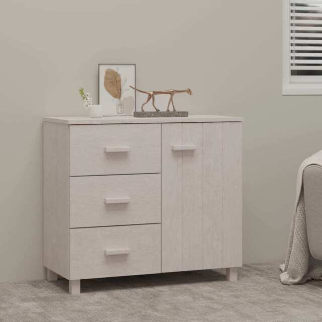 Sideboard Hamar White 90x40x80 Cm Solid Pinewood Vidaxl