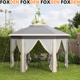 Large Outdoor Garden Hexagon Pop Up Gazebo Sides 4x 4m Shelter Cover