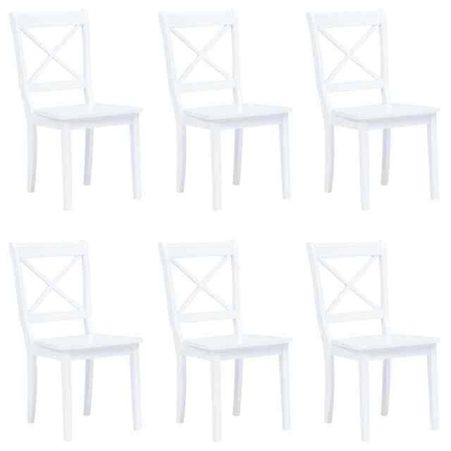 Dining Chairs 6 Pcs White Solid Rubber Wood Vidaxl