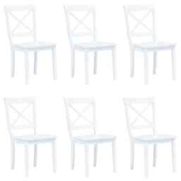 Dining Chairs 6 Pcs White Solid Rubber Wood Vidaxl
