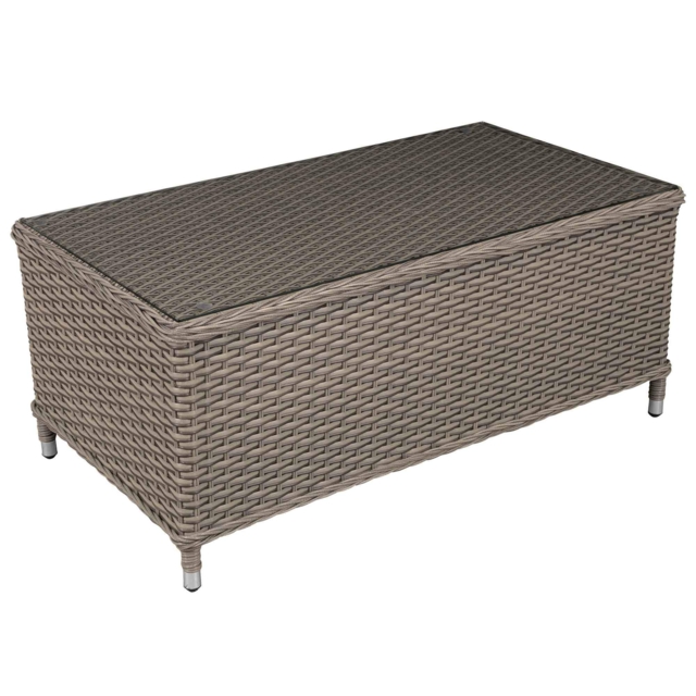 Garden Coffee Table With Glass Top, 108 X 58cm Chester Rattan - Brown