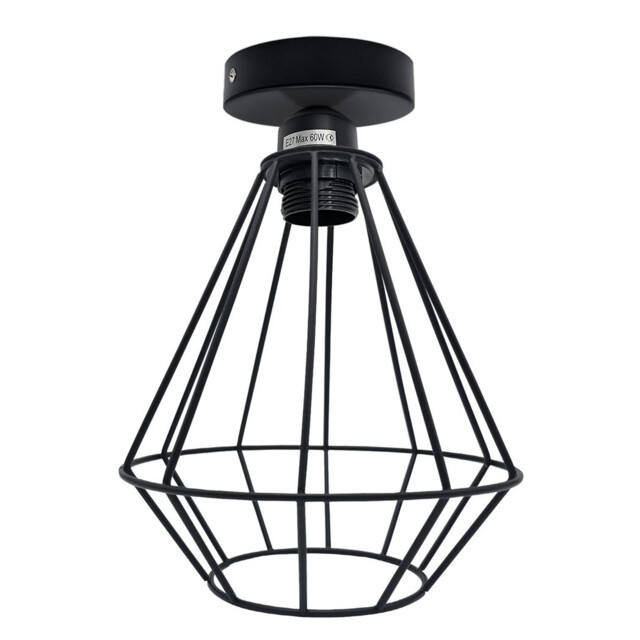 Ceiling Light Black 25cm Metal Geometric Wire Cage Industrial E27