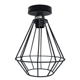 Ceiling Light Black 25cm Metal Geometric Wire Cage Industrial E27