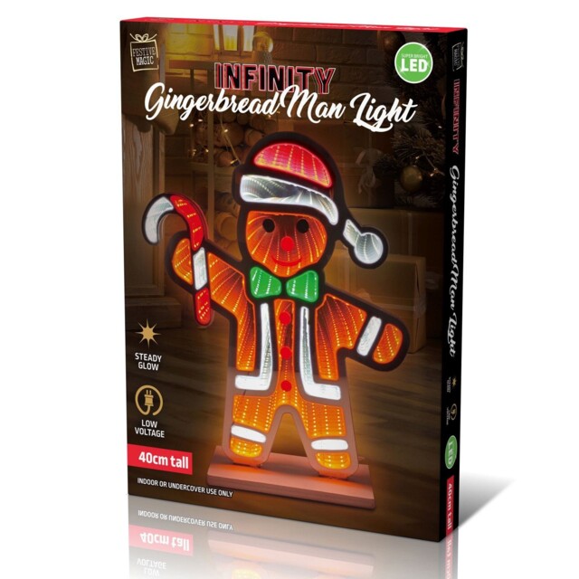 Festive Magic Christmas Led Infinity Gingerbread Man Light 40cm