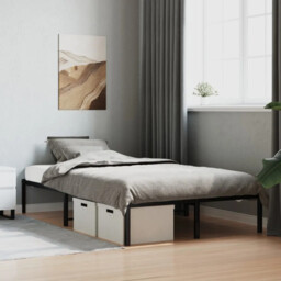 Bed Frame Steel Black Small Double 120x190cm Slatted Base Underbed